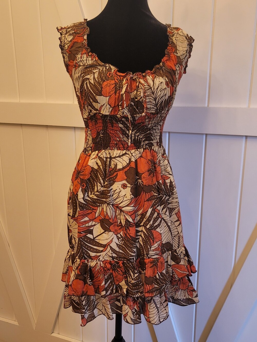 Jane Norman Y2K Floral Mini Dress Smocked Waist Ruffle Boho Fairy Grunge